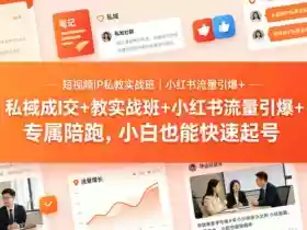 短视频IP私教实战班｜小红书流量引爆+私域成交+带徒盈利，专属陪跑，小白也能快速起号