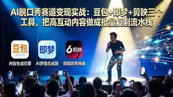 AI脱口秀赛道变现实战：豆包+即梦+剪映三个工具，把高互动内容做成批量复制流水线