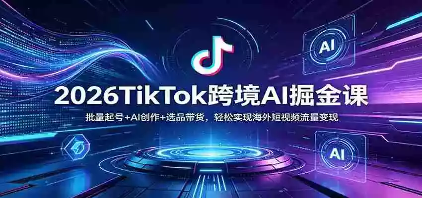 图片[1]-2026TikTok跨境AI掘金课：批量起号+AI创作+选品带货，轻松实现海外短视频流量变现