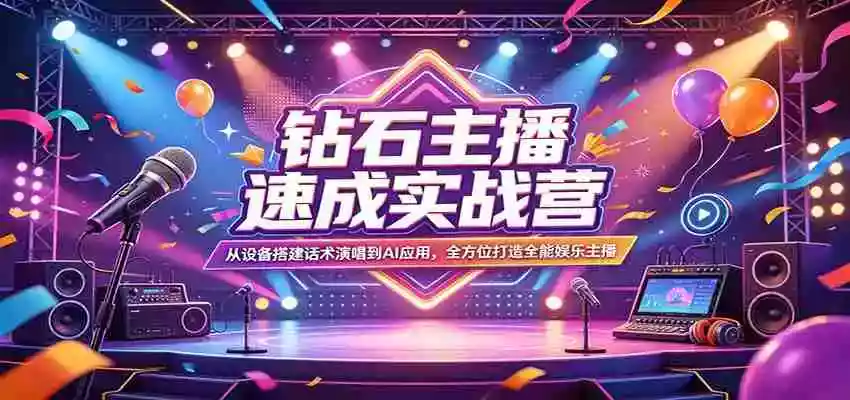 图片[1]-钻石主播速成实战营：从设备搭建话术演唱到AI应用，全方位打造全能娱乐主播