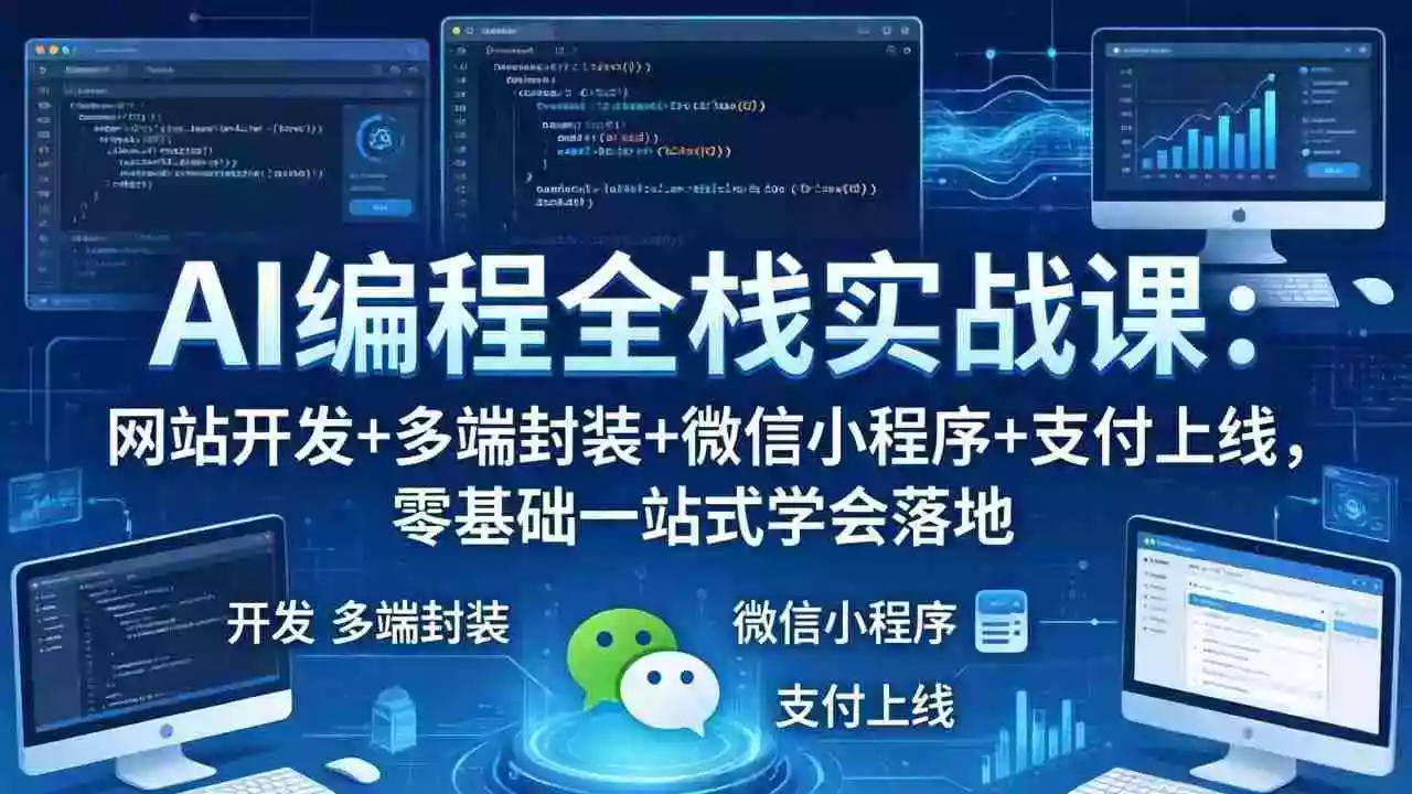 AI编程全栈实战课：网站开发+多端封装+微信小程序+支付上线，零基础一站式学会落地