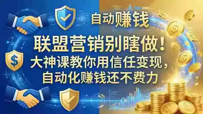 联盟营销别瞎做！大神课教你用信任变现，自动化赚钱还不费力【原创双语字幕】