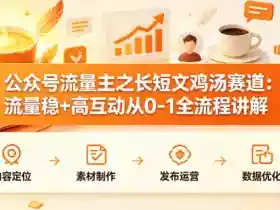 公众号流量主之长短文鸡汤赛道，流量稳+高互动，从0-1全流程讲解