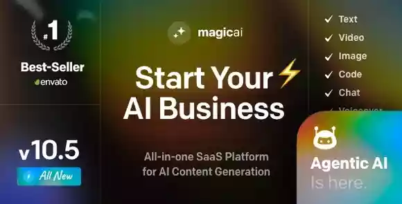 MagicAI v10.6 破解版 – OpenAI 内容、文本、图像、视频、聊天、语音和代码生成器，以 SaaS 脚本形式提供