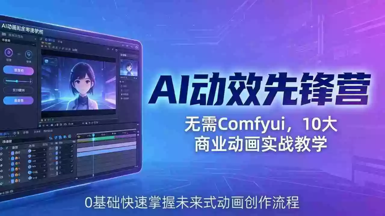 AI 动效先锋营：无需Comfyui，10大商业动画实战教学，0基础快速掌握未来式动画创作流程