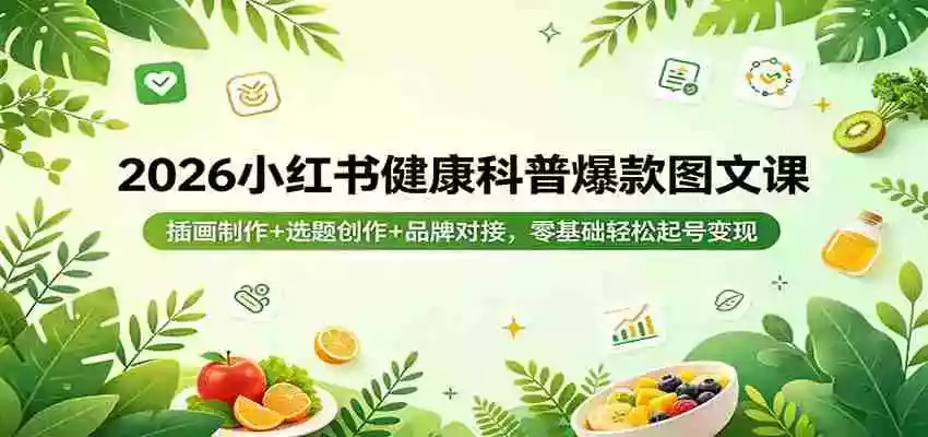 图片[1]-2026小红书健康科普爆款图文课：插画制作+选题创作+品牌对接，零基础轻松起号变现
