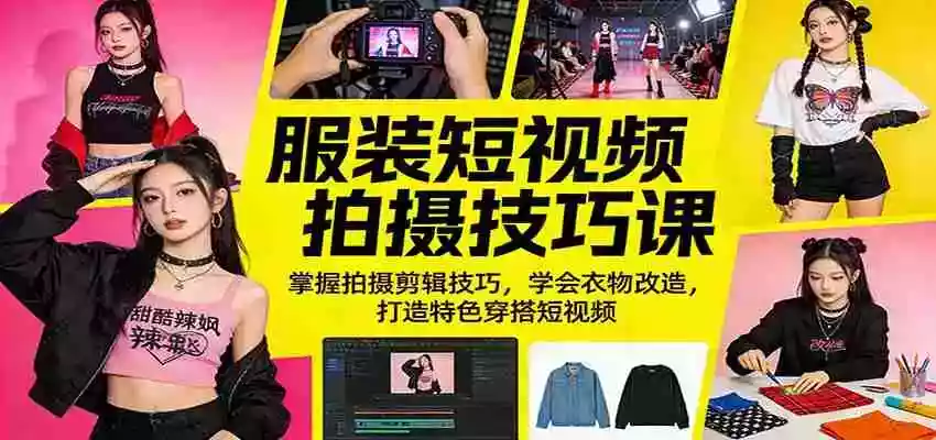 图片[1]-服装短视频拍摄技巧课：掌握拍摄剪辑技巧，学会衣物改造，打造特色穿搭短视频