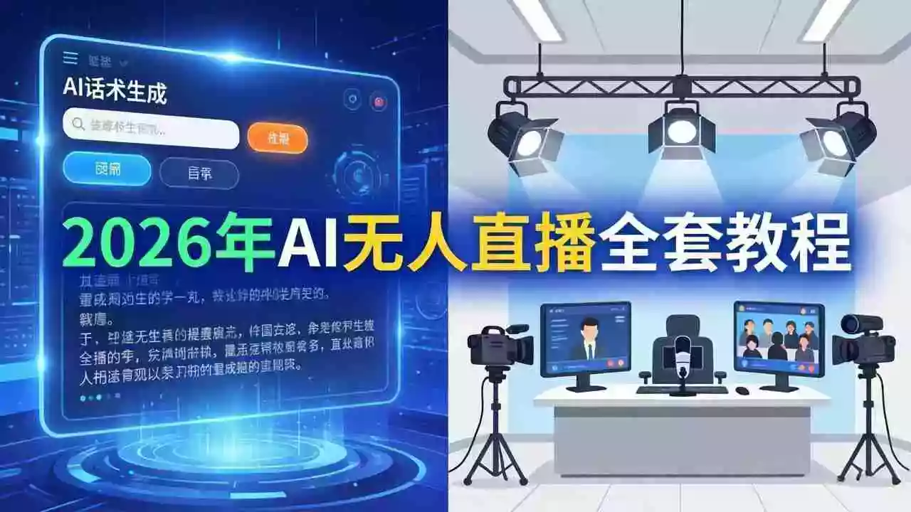 （17953期）2026年AI无人直播全套教程：OBS安装+软件配置+直播间搭建+话术生成+一键开播实操