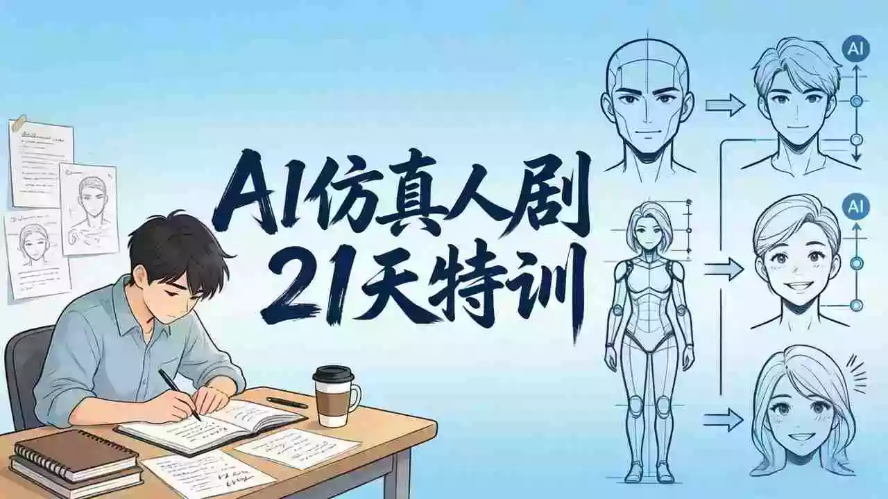 AI仿真人剧21天特训-更新：从剧本到成片全流程实战，掌握角色一致性与变现方法