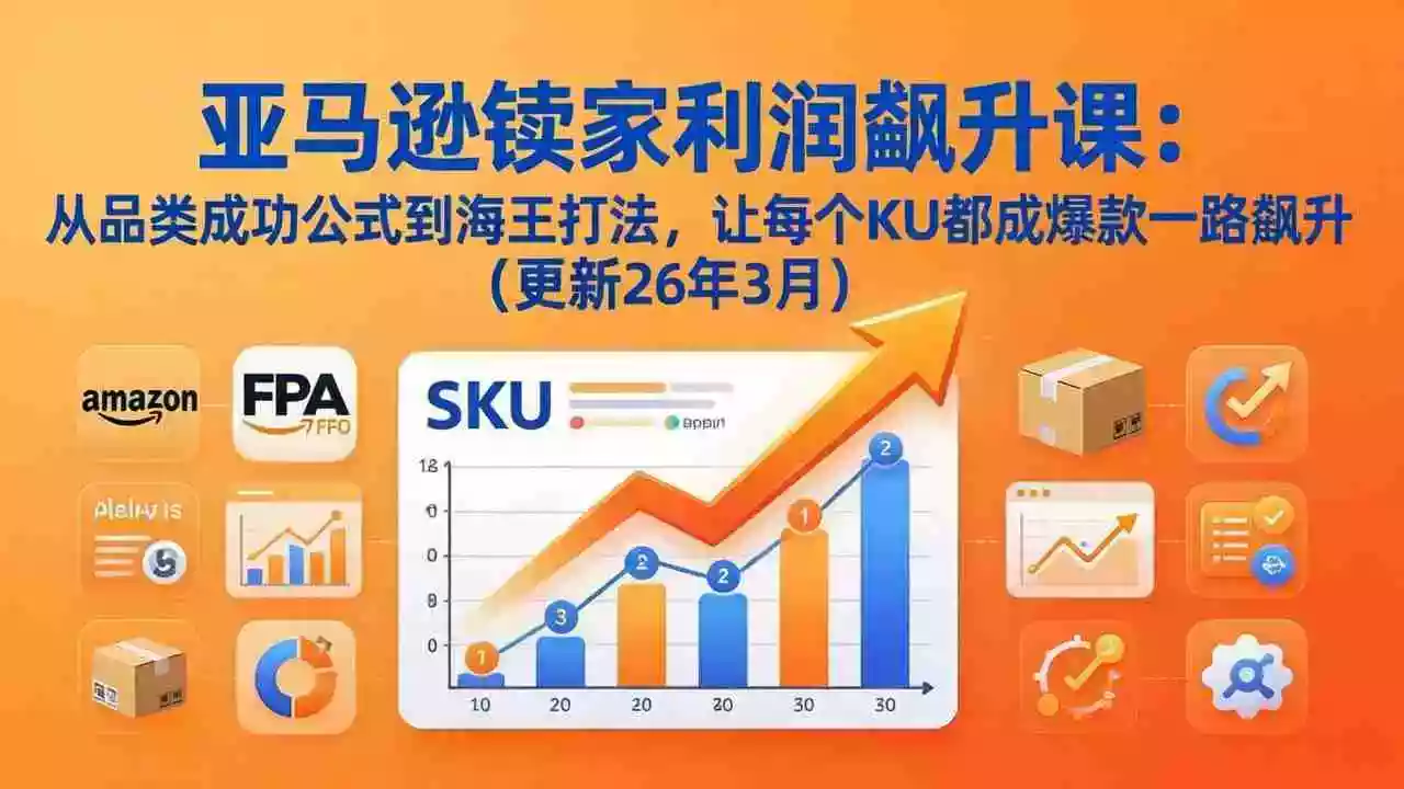 （17841期）亚马逊卖家利润飙升课：从品类成功公式到海王打法，让每个SKU都成爆款一路飙升（更新26年3月）