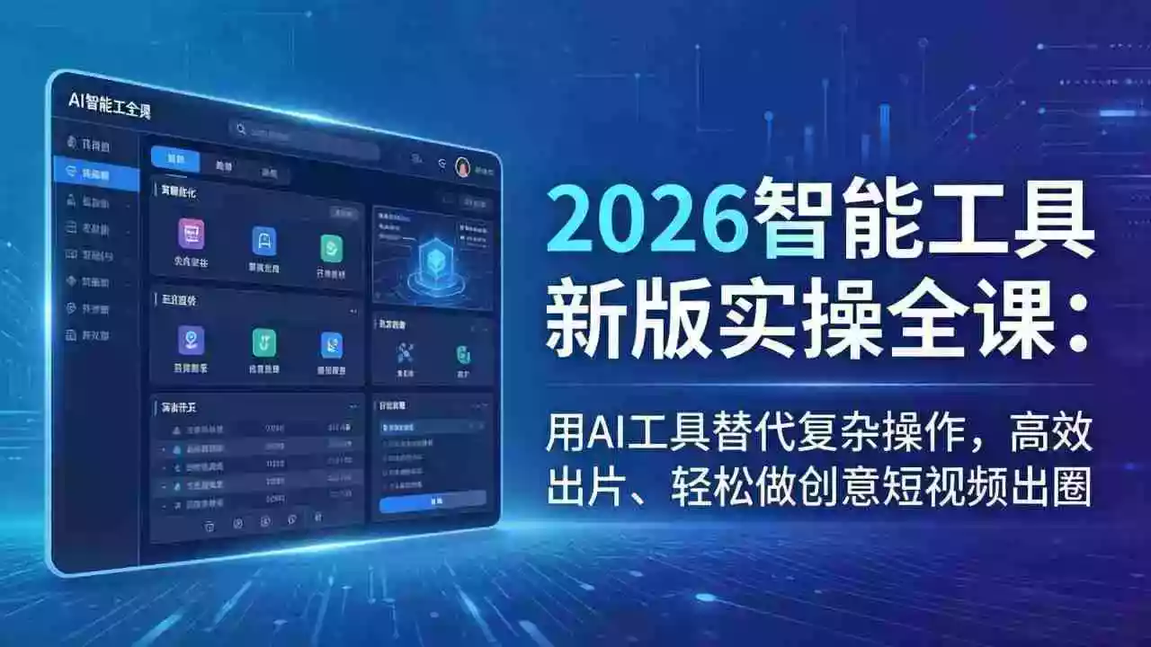 2026智能工具新版实操全课：用AI工具替代复杂操作，高效出片、轻松做创意短视频出圈
