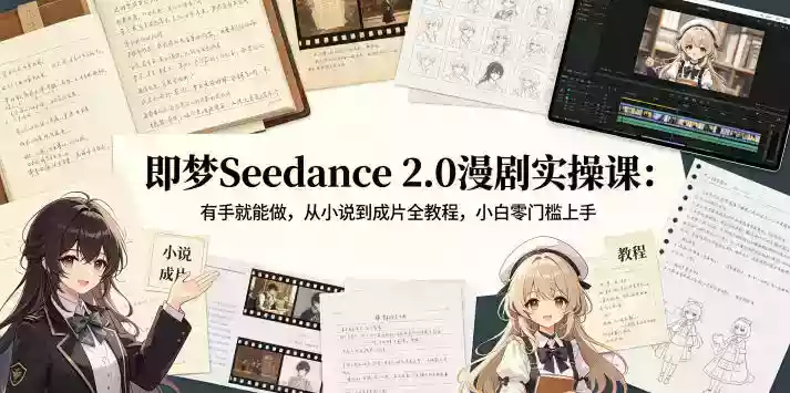 即梦Seedance 2.0漫剧实操课：有手就能做，从小说到成片全教程，小白零门槛上手