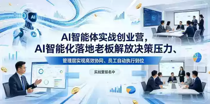 AI智能体实战创业营26年4月23-25号线下课，AI智能化落地老板解放决策压力、管理层实现高效协同、员工自动执行到位