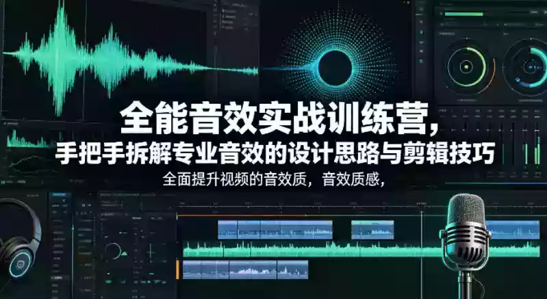 全能音效实战训练营，手把手拆解专业音效的设计思路与剪辑技巧，全面提升视频的音效质感