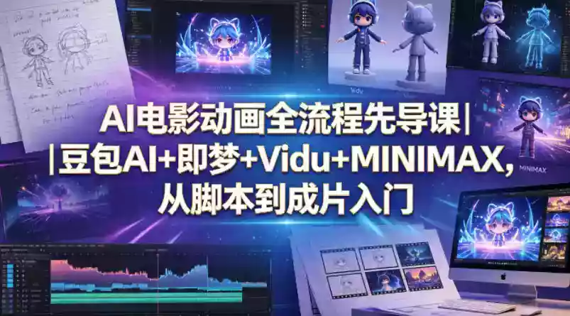 AI电影动画全流程先导课｜豆包AI+即梦+Vidu+MINIMAX，从脚本到成片入门