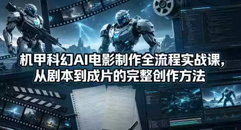 机甲科幻AI电影制作全流程实战课，从剧本到成片的完整创作方法