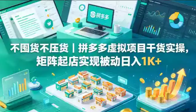 不囤货不压货｜拼多多虚拟项目干货实操，矩阵起店实现被动日入1K+【揭秘】