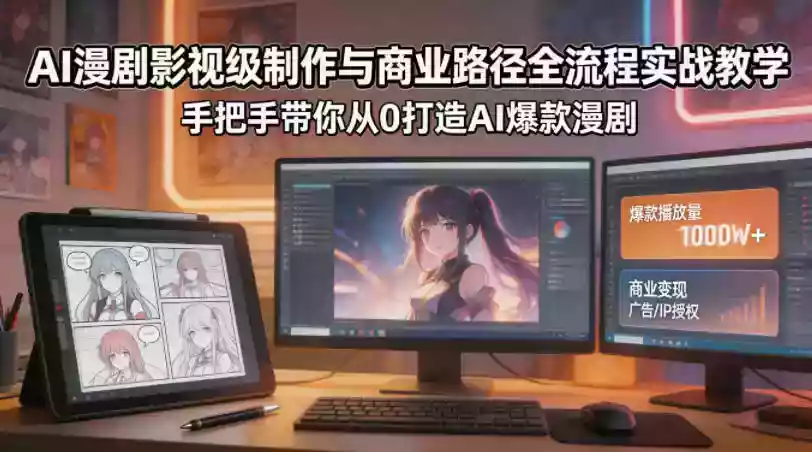 AI漫剧影视级制作与商业路径全流程实战教学，手带你从0打造AI爆款漫剧