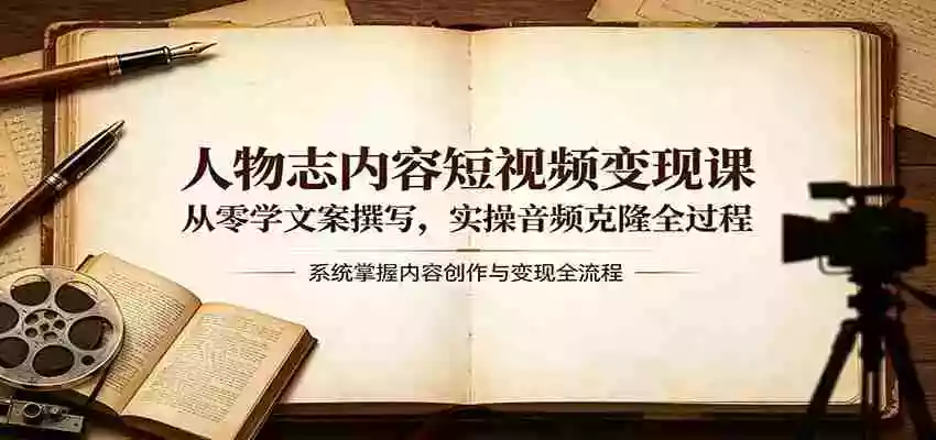 人物志内容短视频变现课：从零学文案撰写，实操音频克隆全过程
