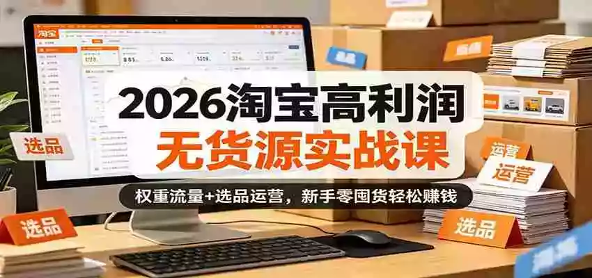 图片[1]-2026淘宝高利润无货源实战课：权重流量+选品运营，新手零囤货轻松赚钱