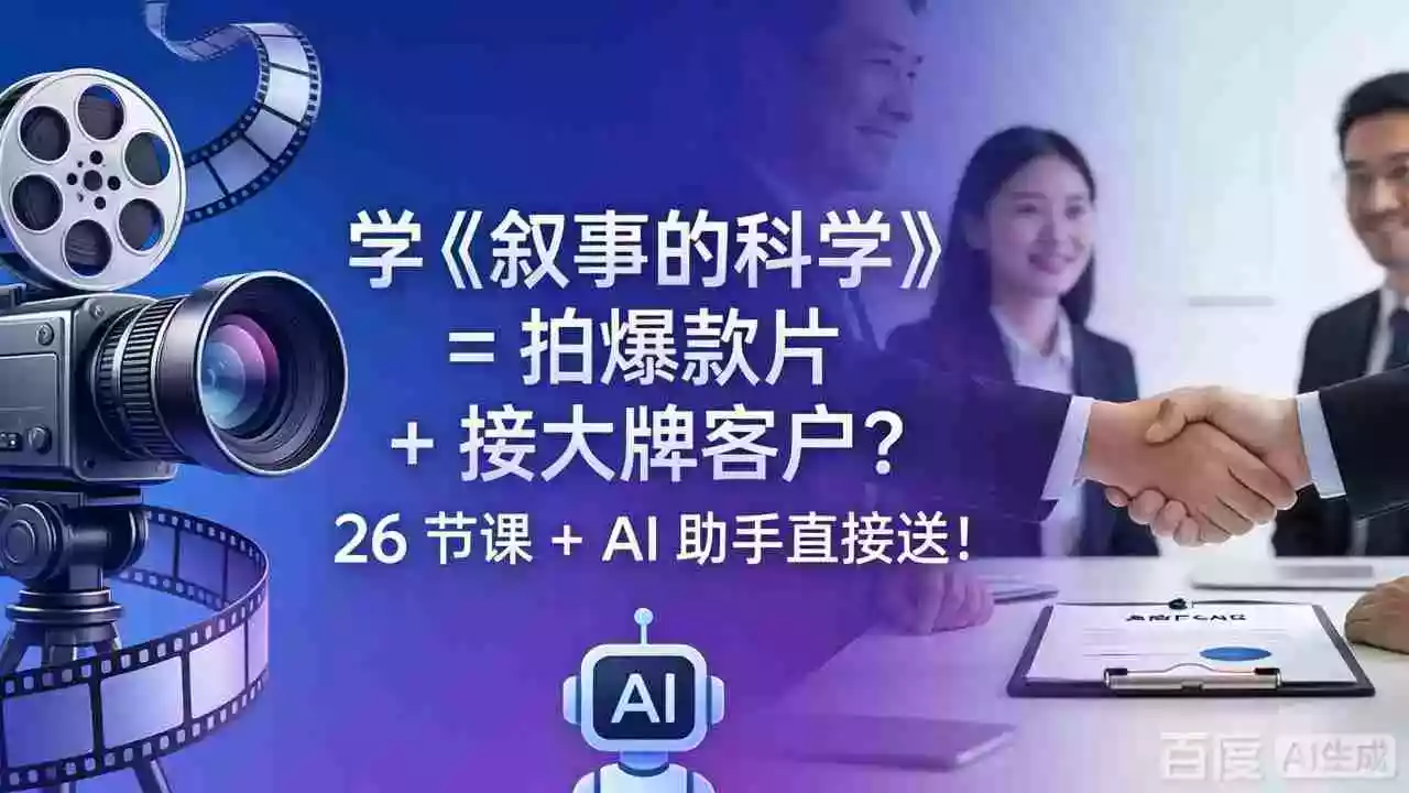 学《叙事的科学》= 拍爆款片 + 接大牌客户？26 节课 + AI 助手直接送！